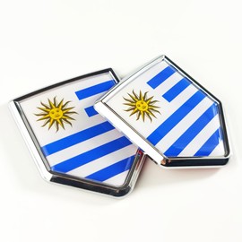 Newperlite Uruguay Flag Decal Sticker Car Emblem Uruguayan Flag Car Decoration Accessories Chrome Shield for Truck Vehicles Cars, 2 Pack