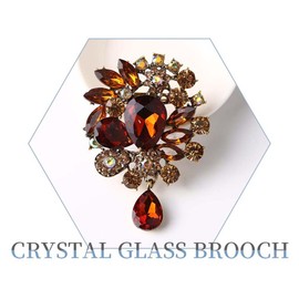 Ezing 4pcs Set Gold Tone Plated Rhinestone pins and brooches for Scarf Costume Clothing (Brown)