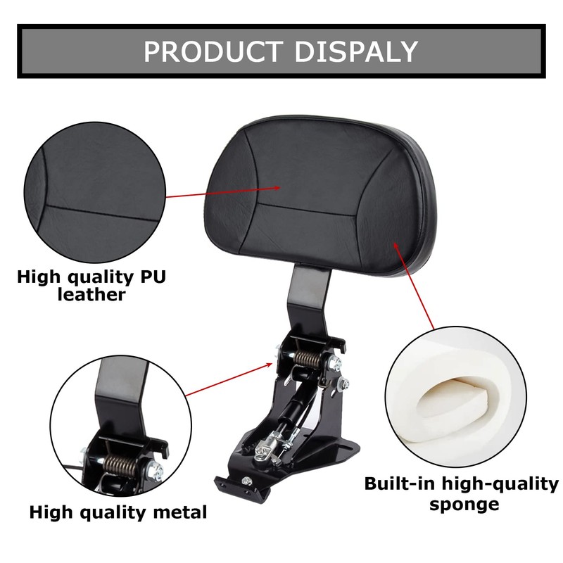 Adjust Rider Backrest - PSLER Foldable Driver Backrest for Touring