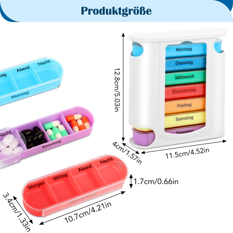 VMUTGA Pill Box, 7 Days with 4 Compartments for Morning,