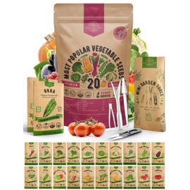 20 Vegetable Seeds Variety Pack - 12,465+ Non-GMO Heirloom Seeds for Planting Vegetables and Fruits in Individual Seed Packets, Home Garden Seed for Hydroponic, Indoor and Outdoors Gardening