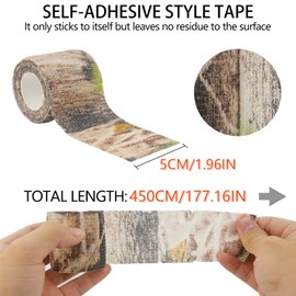 BOROLA Self-Adhesive Protective Camouflage Tape Cling Scope Wrap Camo Stretch Bandage for Camping,Flashlights,Bicycle,Range Finder Camera etc.（4Pcs, Withered Camo