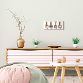 Stupell Industries Makeup Collection Nail Polish Pink Grey Red Fashion, Design by Artist Ziwei Li Wall Art, 7 x 17, Wood Plaque