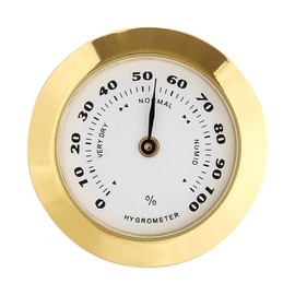 Golden Upgraded Mini 38mm Round Glass Analog Hygrometer Suitable for Humidors Guitar Violin, Thermometer with Probe Thermometers and Weather Instruments Temperature Reading Thermometer