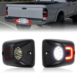 LED License Plate Light Tag Lamp Assembly for Toyota Tacoma 1995 1996 1997 1998 1999 2000 2001 2002 2003 2004 Pickup Truck, With Red OLED Neon Tube U-shape Accent Version, 2PCS