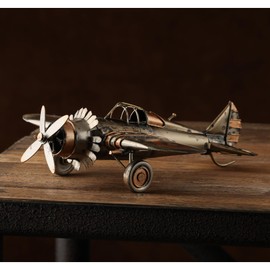Harvey Makin - Metal Rustic Plane Ornament - WW2 Aviation Inspired Spitfire Figurine for Gifting And Homeware for History Fans - Living Room, Bedroom, Man Cave Home Decor - H: 6cm x W: 21cm.