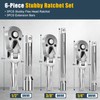 YIYEIE Stubby Flex Head Ratchet Set, 6PCS Stubby Ratchet Set