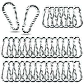 Acrux7 60Pcs M6 Carabiner Clip 2.5 Inch Heavy Duty Spring Snap Hook Small Carabiner Clips for Hammock, Swing, Fishing, Outdoor Camping, Hiking, Gym, 260LBS Holding Capacity