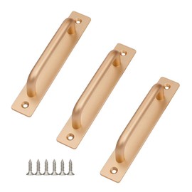 Wwxuanke Set of 3 Aluminum Alloy Handles, Non-Perforated Handles, Window Wooden Doors, Balcony Barn Door Handles (Golden)