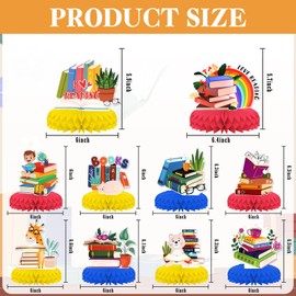 Book Theme Party Decorations,9 PCS KSKSPE Book Centerpieces for Tables Honeycomb Centerpieces 3D Book Theme Party Decor Supplies Boys Girls