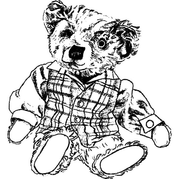 'Teddy Bear in Tweed' Rubber Stamp - Unmounted Design for