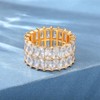 MDFUN 2 Rows Baguette Ring Eternity Bands Emerald Cut Cubic