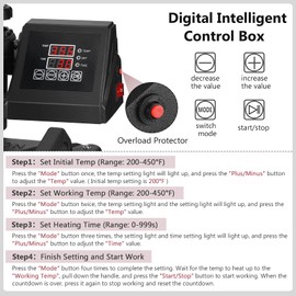 PNKKODW Heat Press 12x15 Inch 5 in 1 T Shirt Press Machine 360 Degree Swing Away Digital Multifunctional Heat Transfer Machine Sublimation Printing Press Combo for T Shirts Mugs Hat Plate Caps