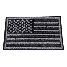 Fat-catz-copy-catz 1x Black or Khaki USA Flag Stars & Stripes Iron on Sew on Embroidered Badge Applique Motif Patch for Clothes 8cm x 5cm (Black)