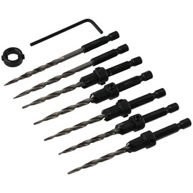 iuniq Tapered Drill Bits 9PCS Pilot Screw Hole Set Enjoy Universal Counter Sinker Set Perfect with Hex L-Wrench Countersink Drill Bit Set Woodworking