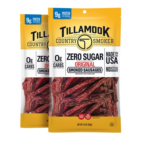 Tillamook Country Smoker Zero Sugar Original Keto Friendly Smoked Sausages, 10 Ounce (Pack of 2)