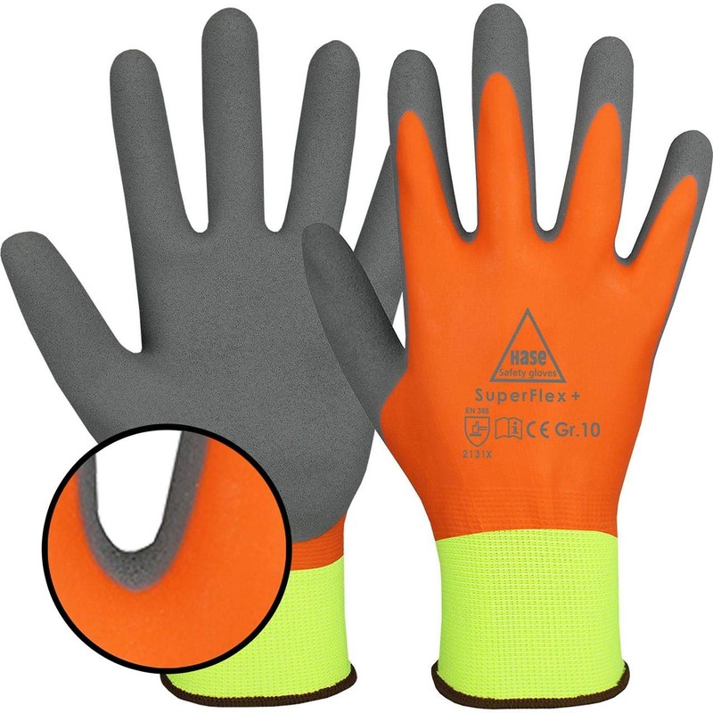 10 Pairs Hase Safety Gloves Superflex+ Latex Work Gloves Waterproof