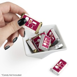 But First, Wine - Mini Candy Bar Wrapper Stickers - Wine Tasting Party Small Favors - 40 Count