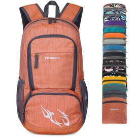 FENGDONG 35L Lightweight Foldable Waterproof Packable Travel Small Hiking Backpack Daypack for men women Dark Orange