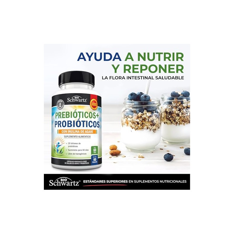 BioSchwartz Prebióticos y Probióticos para Mujer y Hombre L. Reuteri