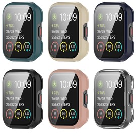 Case with Tempered Glass Screen Protector for SKG V7 & SKG V7 Pro, Slim Guard Bumper Full Coverage Hard PC Protective Cover HD Ultra-Thin Cover for SKG V7/V7 Pro Smartwatch (6Colors)
