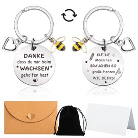 Forbabe Abschiedsgeschenk Erzieherin, Edelstahl Schlüsselanhänger Danke kindergarten Lehrer Geschenk Dankeschön Geschenk Lehrerin Bee Schlüsselanhänger mit Dankeskarten Umschlägen Geschenktüten