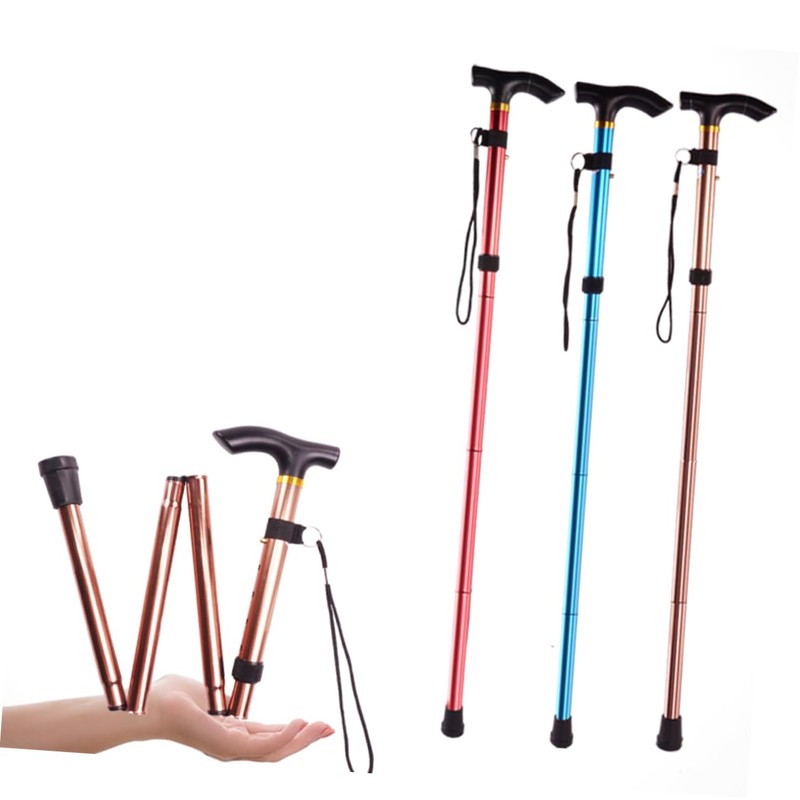 FOMIYES Foldable Adjustable Lightweight Trekking Pole Section Aluminium Alloy Anti-