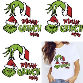 3Pcs Christmas Iron on Transfer Christmas Vinyl Iron on Patches Winter Xmas Heat Transfer Sticker for T Shirt Pillow Covers Jackets Backpacks Bags Xmas DIY Craft Supplies