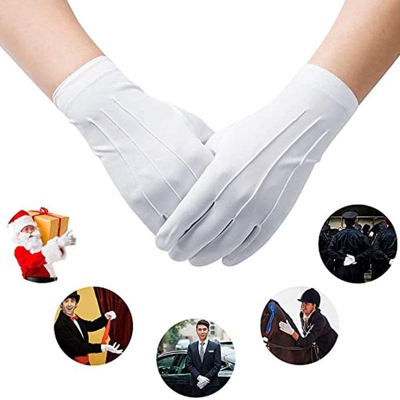litulituhallo 10 Twin White Gloves, Dress Gloves, Wedding Gloves, Security