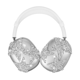 Bling Case Cover for AirPods Max,Silicone Clear Case,Glittering Rhinestones Stars Earcup Cover,Cute Sparkling Accessories Protector for AirPods Max for Women Stars,Clear