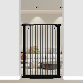 THEYFIRST 40.55" Extra Tall Baby Gate for Doorways Stairs, 29.6-32.5 in Narrow Baby Gates No Drill, Tall Dog Gate Indoor Walk Thru, Pressure Mounted Child Gate with Door for Pet Doggie Puppy Black