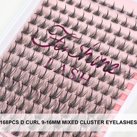 Cluster Lashes Individual Eyelashes, Wide Handle, D-Curl, DIY Single, Soft False Eyelashes for Personal Use at Home, Eyelash Extension Set (Wheat Style Kit with Remover, 9-16 mm)