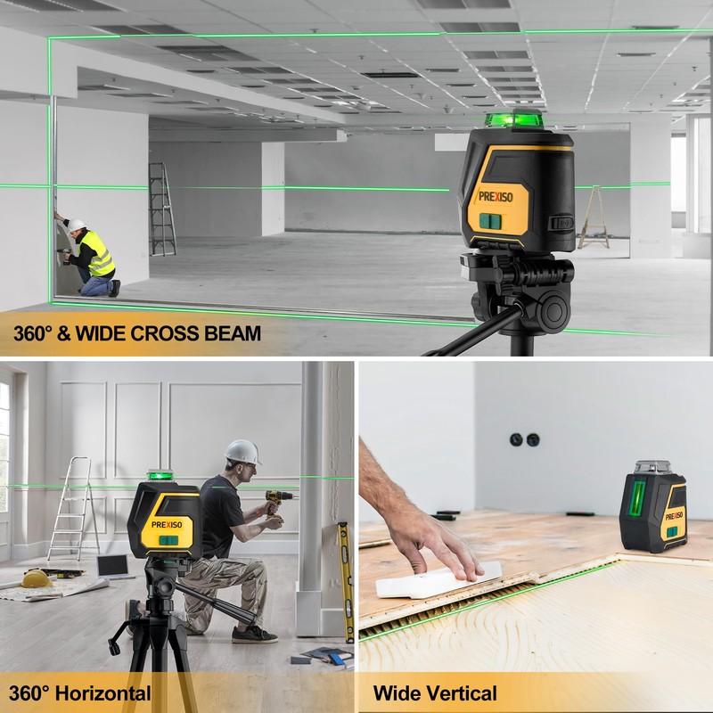 PREXISO 360 Laser Level with Tripod - IP54 Rechargeable Wide