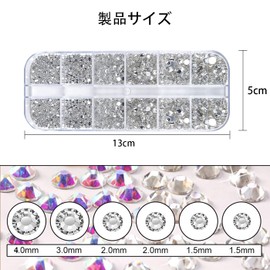 FineGood Nail Rhinestones, Rhinestones, Nail Material, Craft Parts, Nail Decoration, Nail Art Parts, DIY DIY 3D Rhombus Shape, Round Heart, Storage Case Included, Rectangle, Round, Nail Art Parts