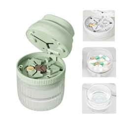 lomonmen Tablet Divider, Tablet Divider for All Tablets, Tablet Cutter for Large and Small Tablets, Tablet Splitter with Storage Compartment (Green Cut)