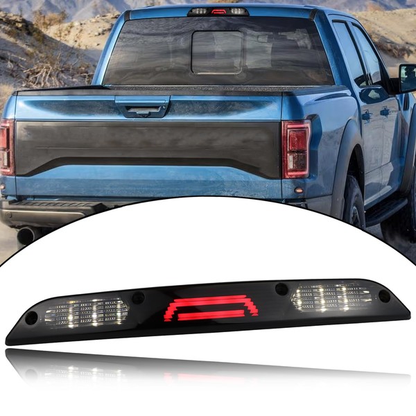 KEEGTBOX High Mount Stop Lights LED Third Brake Light Compatible with Ford 2015-2020 F150, 2017-up F250 F350, 2019-up Ranger, Maverick 2022-up Rear LED 3rd Brake Lamp (Double line Style)