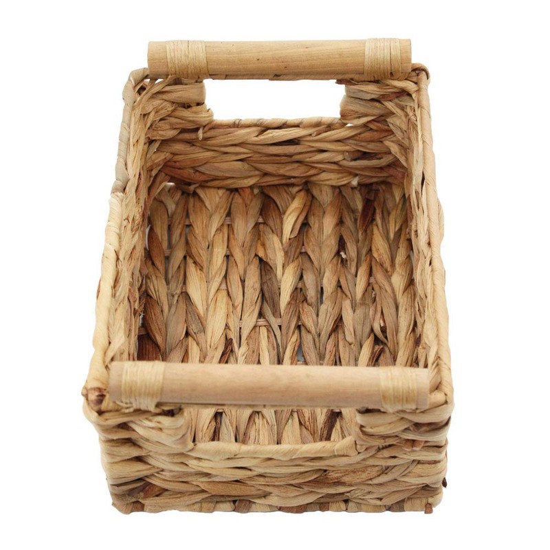 HDKJ Storage Basket Made by Water Hyacinth with Wood Handles,