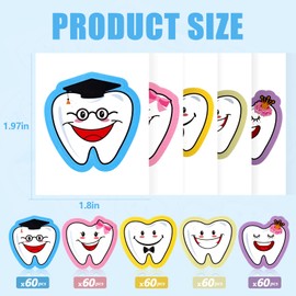300 Pcs Tooth Stickers Funny Teeth Sticker Tooth Shaped Dental Stickers for Kids Classroom Party Prizes Car Office Wall Laptop Windows, 5 x 5 cm, 5 Designs