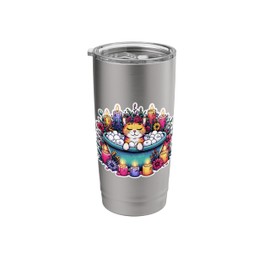 Spa Bubble Bath Lover Cat Cottagecore Floral Anime Stainless Steel Insulated Tumbler