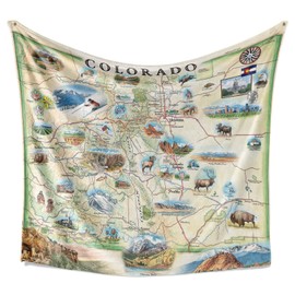 Colorado State Fleece Blanket Map - Hand-Drawn Original Art - Soft, Cozy, and Warm Throw Blanket for Couch - Unique Gift - 58"x 50"