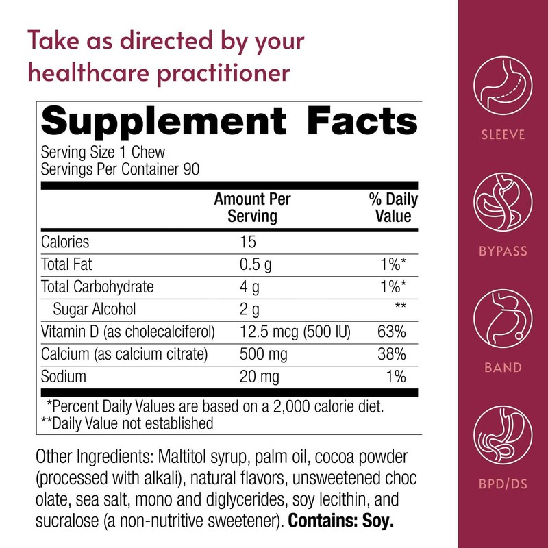 Bariatric Advantage Calcium Citrate Chewy Bites 500 mg - Highly