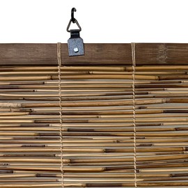 Forever Bamboo Light-Filtering Cord-Free Bamboo Reed Roll-Up Blind Shades for Windows Manual Roman Blinds Coffee 72 in W x 72 in H