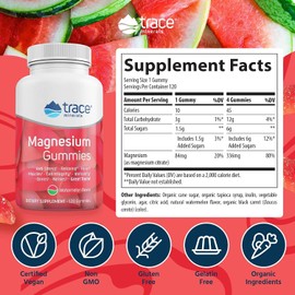 Trace Minerals Research Magnesium Gummies - Watermelon 120 Gominolas de Magnesio - Sandía 120 Gomitas, Trace Minerals, MINERAL_SUPPLEMENT