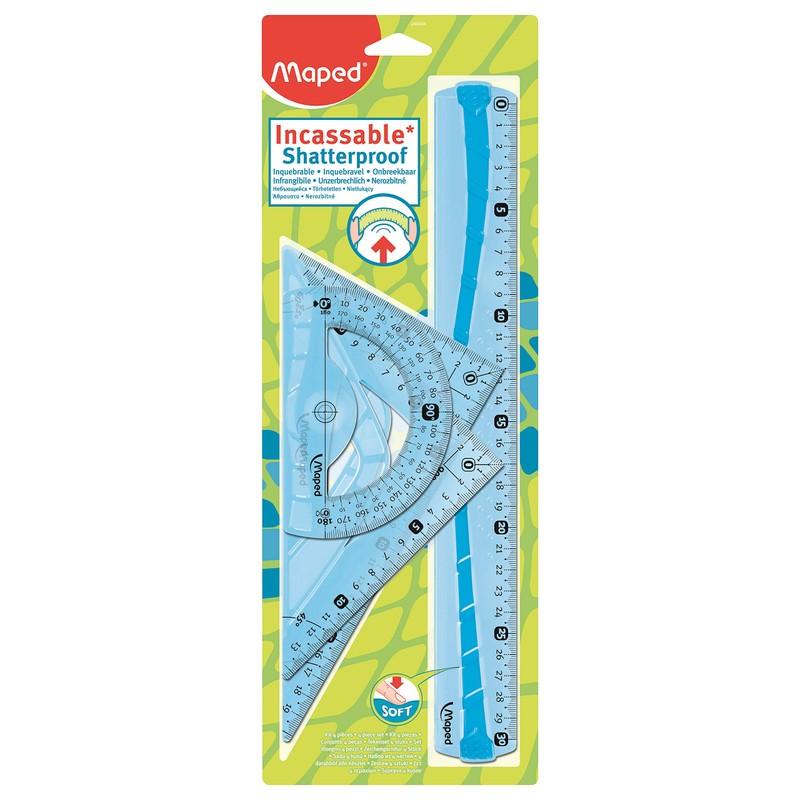 Maped 4 Piece Drive Set with Ruler 30 cm, Protractor