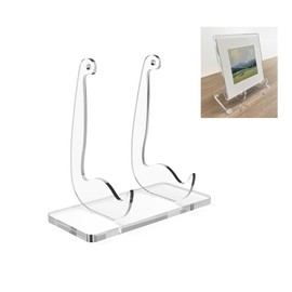 Smallan Acrylic Book Display Stand Clear Easel Stand, Plate Display Stands, Acrylic Book Easel for Displaying Books, Picture, Notebooks, Platter, Photo, Artworks (Clear 01, 8.7 x 8.2 x 4.9 inch)
