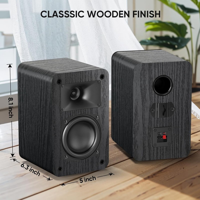 Saiyin Passive Bookshelf Speakers, 2-Way Passive Speakers, 3.5" Woofer &