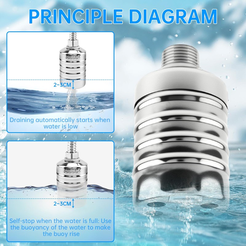 4 Pack Water Float Valve,304 Stainless Steel Automatic Water Float