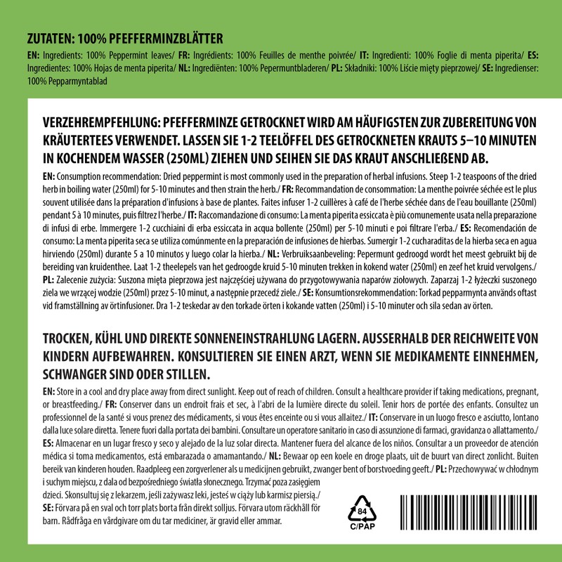 Peppermint Tea 125g 4.4 oz by Alpi Nature, Dried and