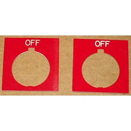 2 OFF Red Plates For Push Button Standard 1-3/4" X 1-3/4" Hole Size 1-3/16" For Eaton or Cuttler Hammer (Package of 2 tags/plates)