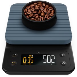 Greater Goods Digital Coffee Scale with Timer – Accurate 0.1g Precision, Multi-Color Display, Waterproof & Heat-Resistant Cover, for Pour-Over, Espresso, French Press, and Kitchen Use (Stone Blue)